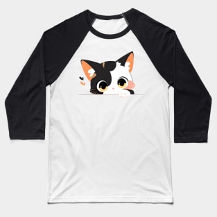 Cute Cat Peeking Baseball T-Shirt